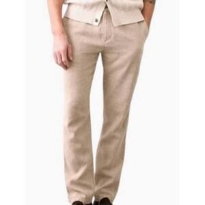Porter & Ash Mens Linen Blend Drawstring Pants Beige Tan Casual Trousers Sz 30